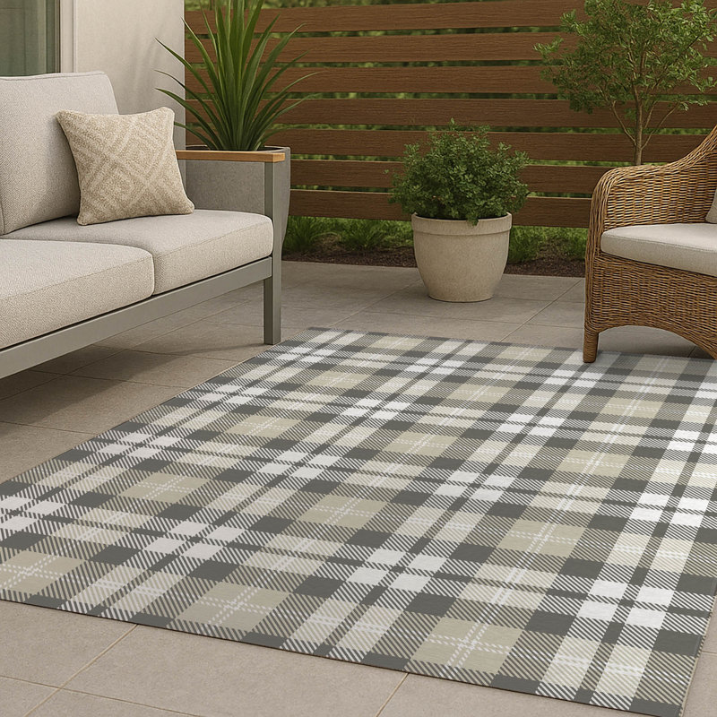 Tapis d'extérieur antidérapant Gen Plaid, Rectangle 5 pi x 7 pi