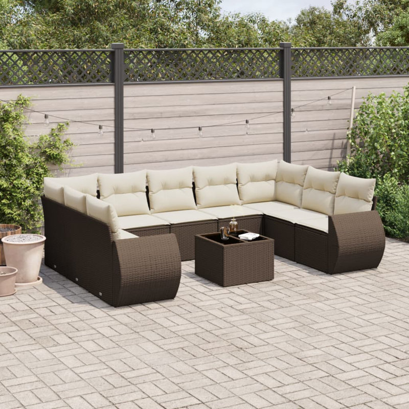 Ensemble de canapé de jardin Vidaxl PE, Brun