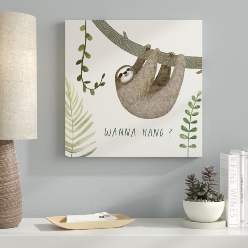 «Sloth Sayings I», peinture sur toile, H 36 po x l 36 po, Toile tendue