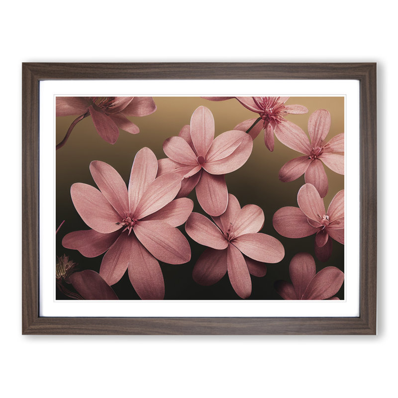 Dazzling Flowers - Single Picture Frame Print, Walnut Framed, 25cm H x 34cm W x 2cm D