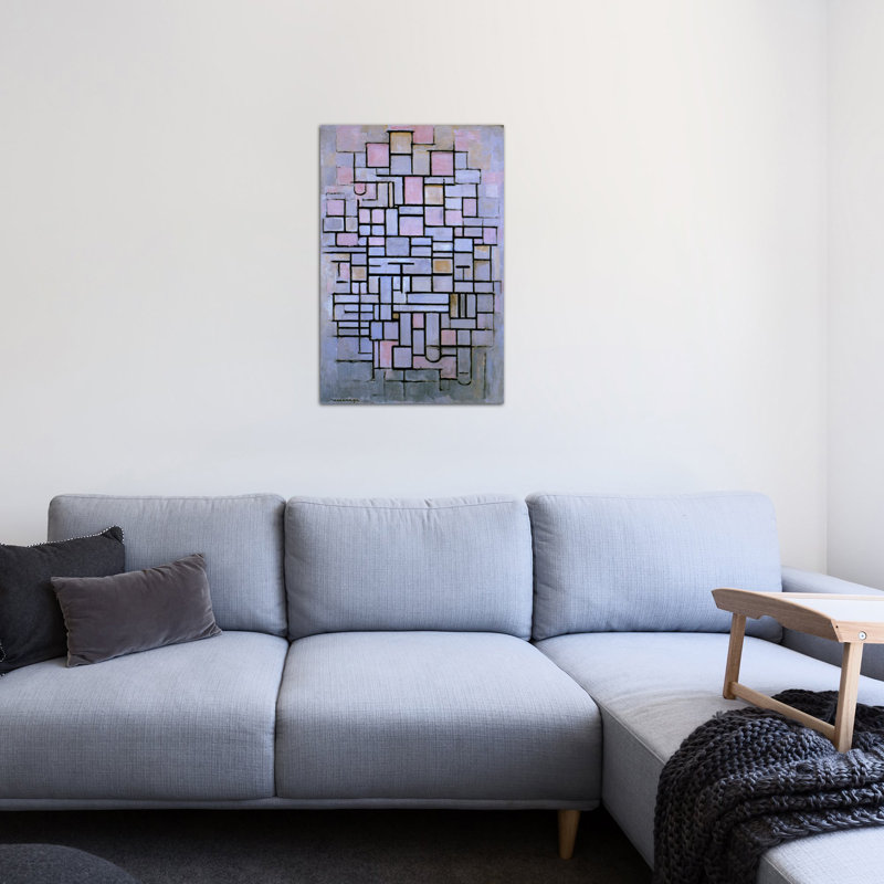 «Composition 6, 144» par Piet Mondrian, impression sur toile, H 40 po x l 26 po x P 1,5 po, Toile tendue, Pas de tapis