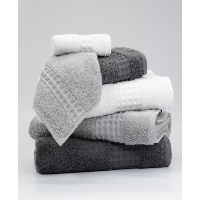 Ensemble de 2 serviettes de bain en coton turc Selena, Blanc