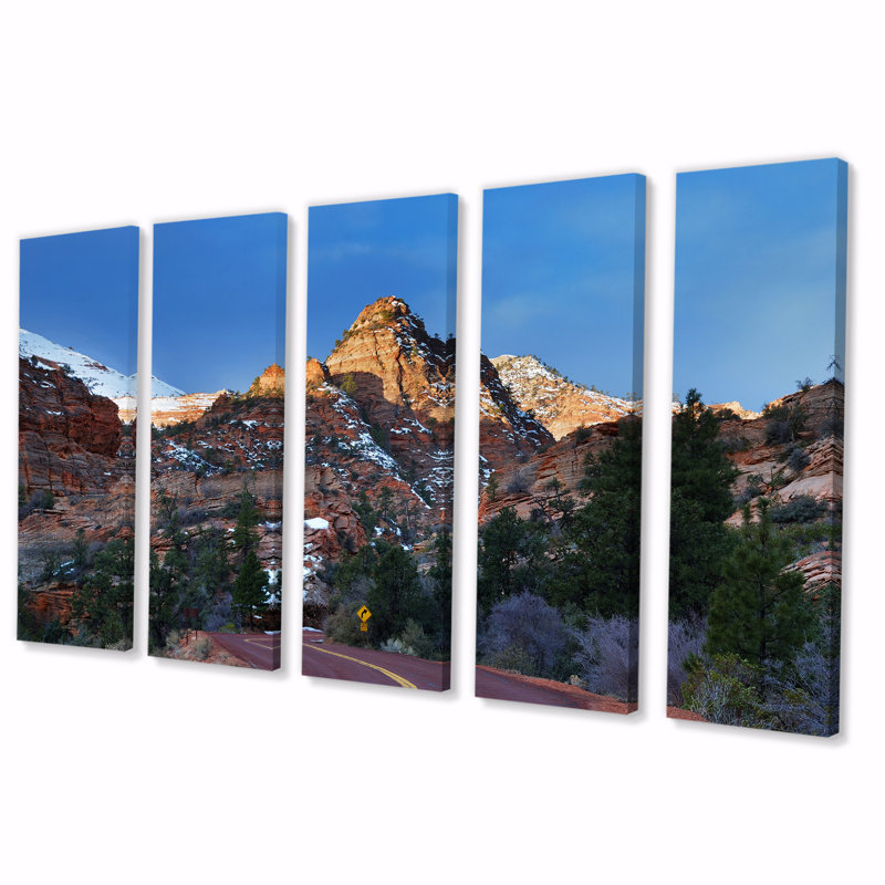 «National Park Sunrise - Reproduction sur toile de paysages - 5 panneaux égaux
