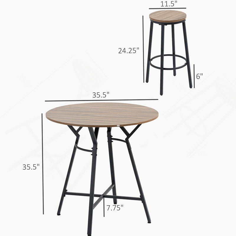 Ensemble de table de bar et de chaises 5 pièces, table de salle à manger compacte avec 4 tabourets pour pub et cuisine