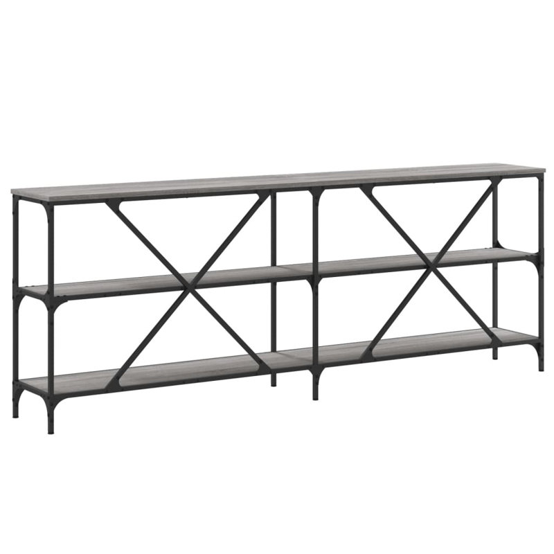 Borough Wharf Console Table Engineered Wood And Iron, 75cm H x 200cm W x 30cm D, Grey Sonoma