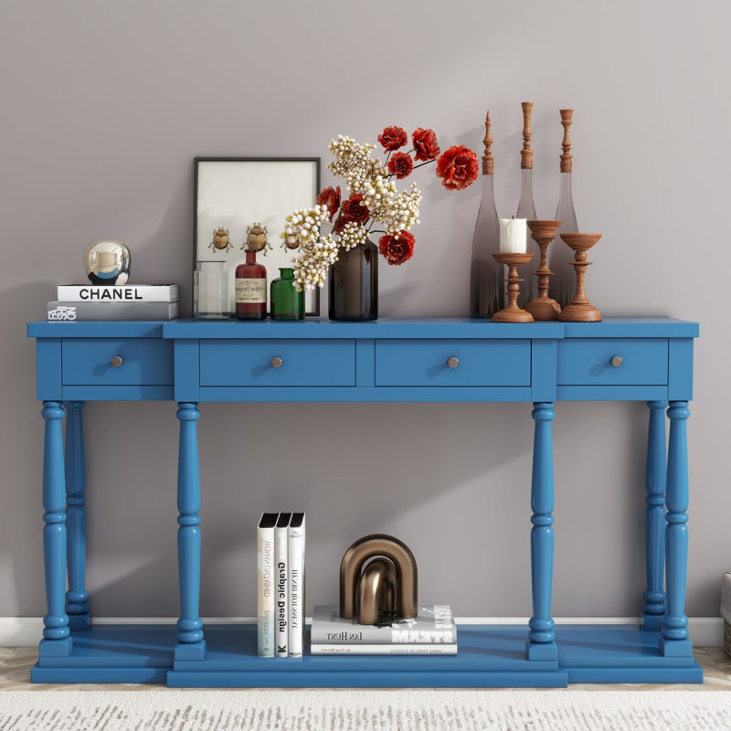 Barthelemy 63.01'' Console Table, Navy Blue