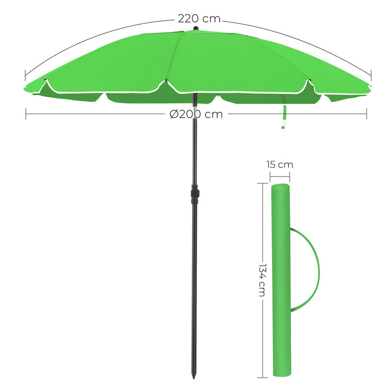 Braley Beach Parasol, 230cm H x 200cm W x 200cm D, Grey