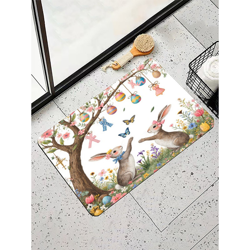 Tapis de bain Pâques et lapins et œufs, 16 po x 24 po