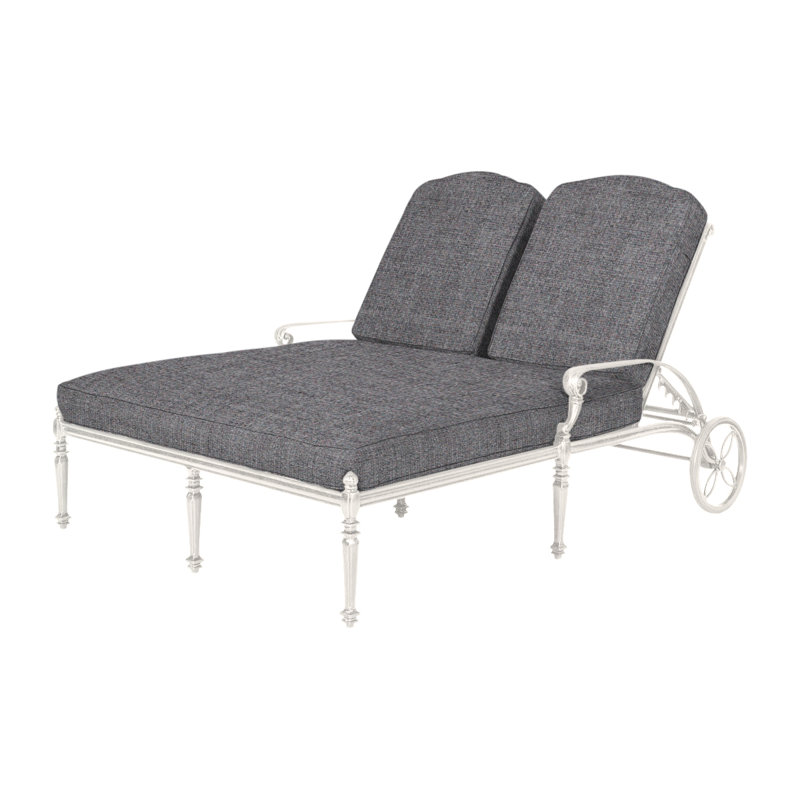 Grand Terrace Double Chaise Lounge Frame with Sunbrella Cushions, Cast Slate Sunbrella® Plainweave, Desert Bronze