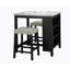Ensemble de salle à manger transitionnel 3 pièces avec plateau de table brillant et tablettes de rangement, deux tabourets confortables pour une expérience culinaire fonctionnelle