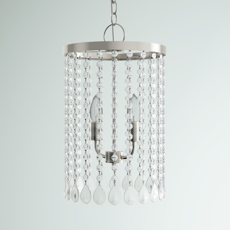 Luminaire suspendu cylindrique à 2 lumières avec accents de cristal
