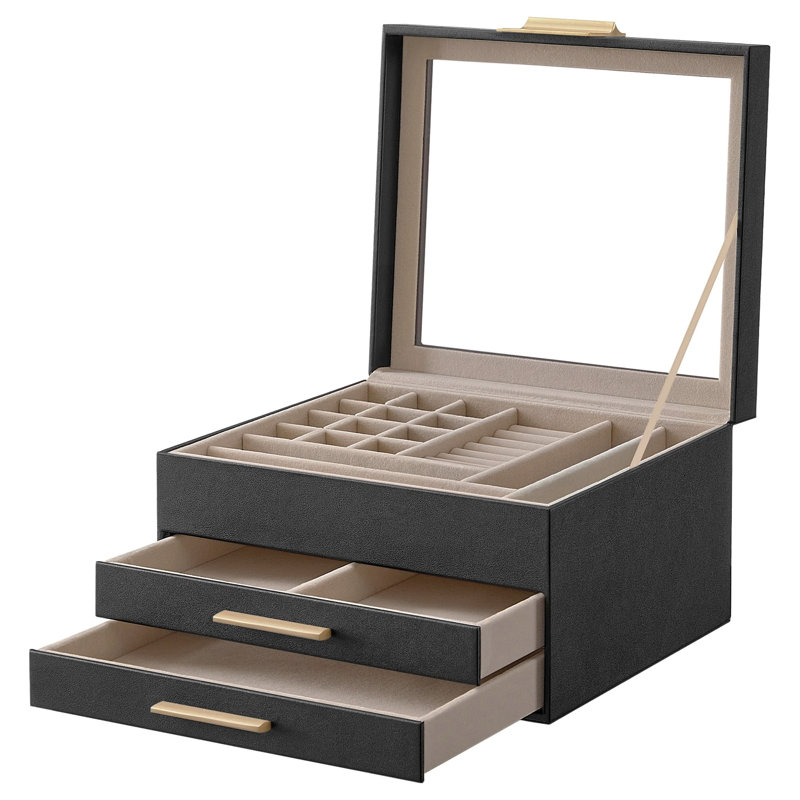 Wood Jewellery Box, Black/Golden