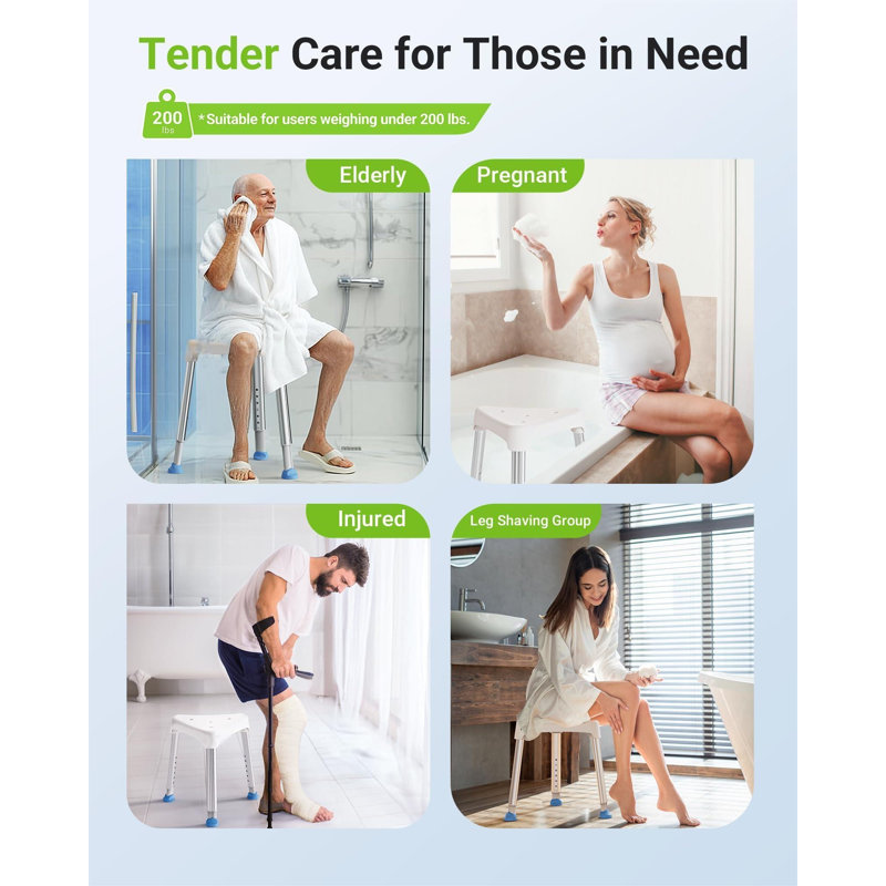 Space-Saving Triangular Shower Chair For Inside Shower With EVA Pad, 400 Lbs Adjustable Shower Stool For Elderly And Disabled, Non-Slip Bathtub Chair With Stable-Bracing, Tool-Free