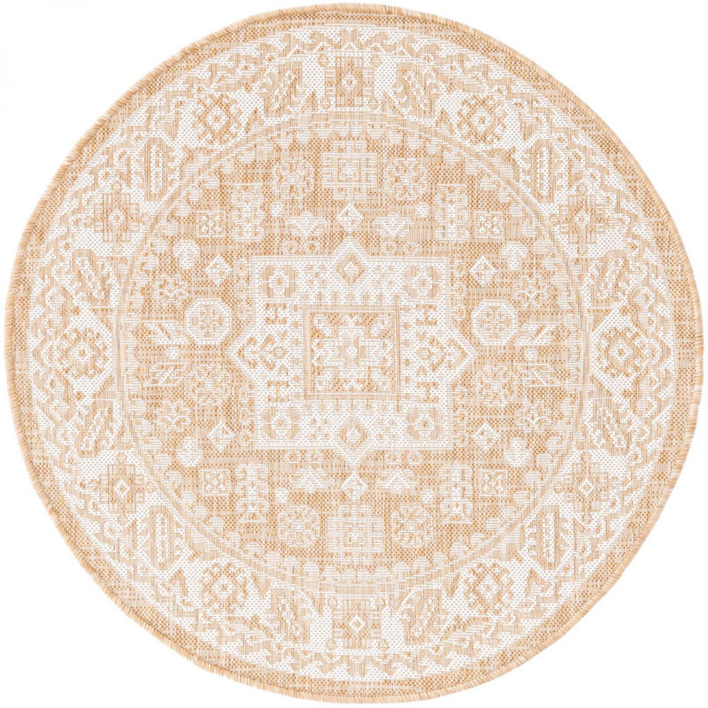 Outdoor Chand Rug Orange Color, Round 3'3"