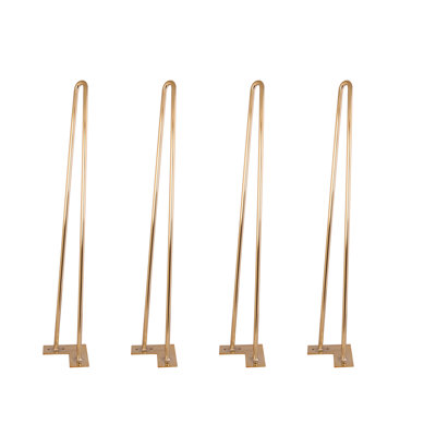 H Hairpin Legs (Electroplated Golden Color) Diy Industrial Strength Mid Century Modern Table Legs,Golden Hairpin Legs,Gold Table Legs,Set Of 4