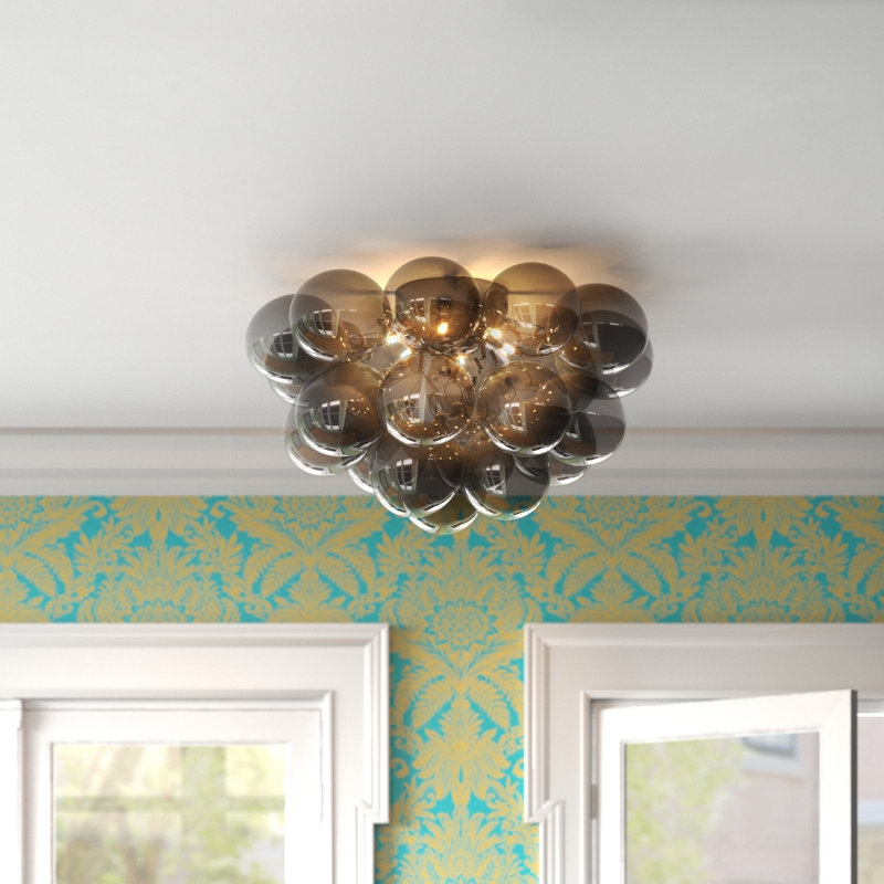 Abdurrahman Glass Semi Flush Mount, Grey