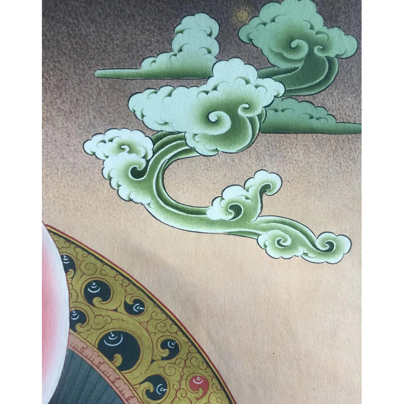Dhyana Mudra Amitabha Bouddha Thangka (Brocadeless Thangka)