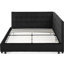 Lit tapissier double avec velours - Structure solide et stable pour salon noir avec structure pour