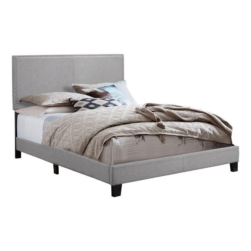 Woodsum Upholstered Platform Bed, Gray, Twin