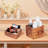 6 Pack Timber Display Risers, 5-10 inch Square Cake Stands for Wedding, Party, Dining Decor, Rustic Timber Crates
