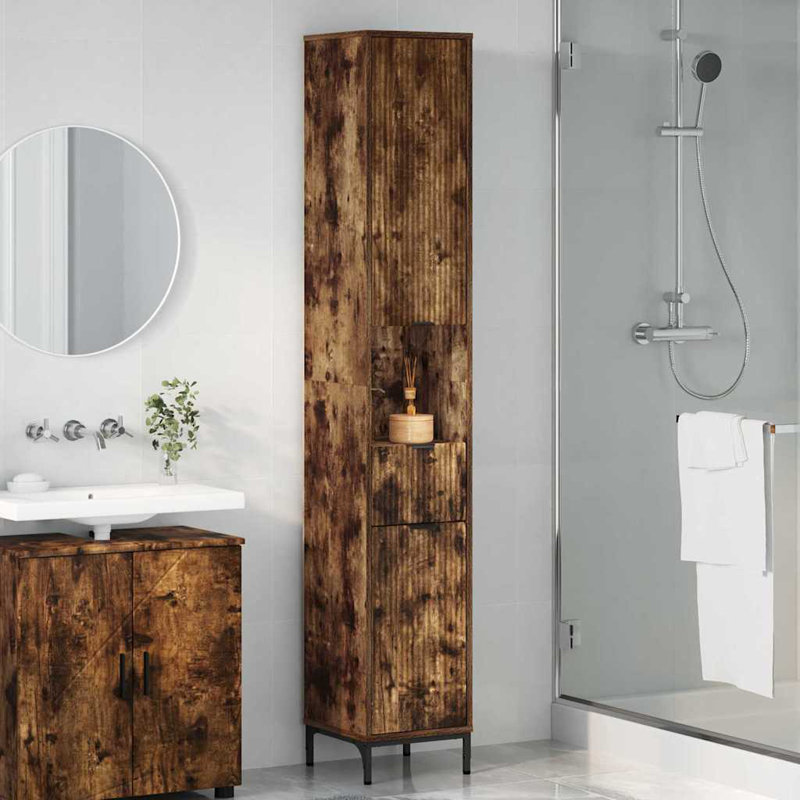 Freestanding Standard Bathroom Storage, Smoked Oak