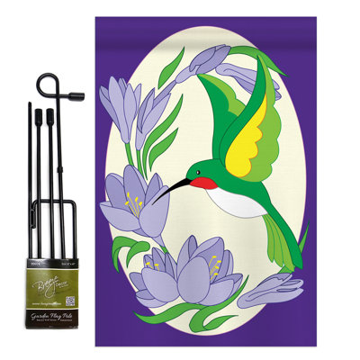 Le en polyester de 2 côtés 19 x 13 po hummingbird friends d’oiseaux drapeau de jardin