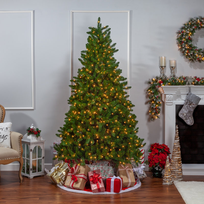 Lighted Artificial Pine Christmas Tree, 7.5'