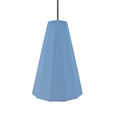 Radiance - Luminaire suspendu 1 lumière cannelé - Bleu ciel - Nickel brossé - l 9 po x H 13 po - Ampoule remplaçable - Tige rigide