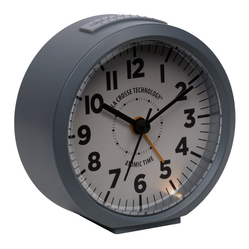 4-Inch Round Gray Atomic Analog Alarm Clock