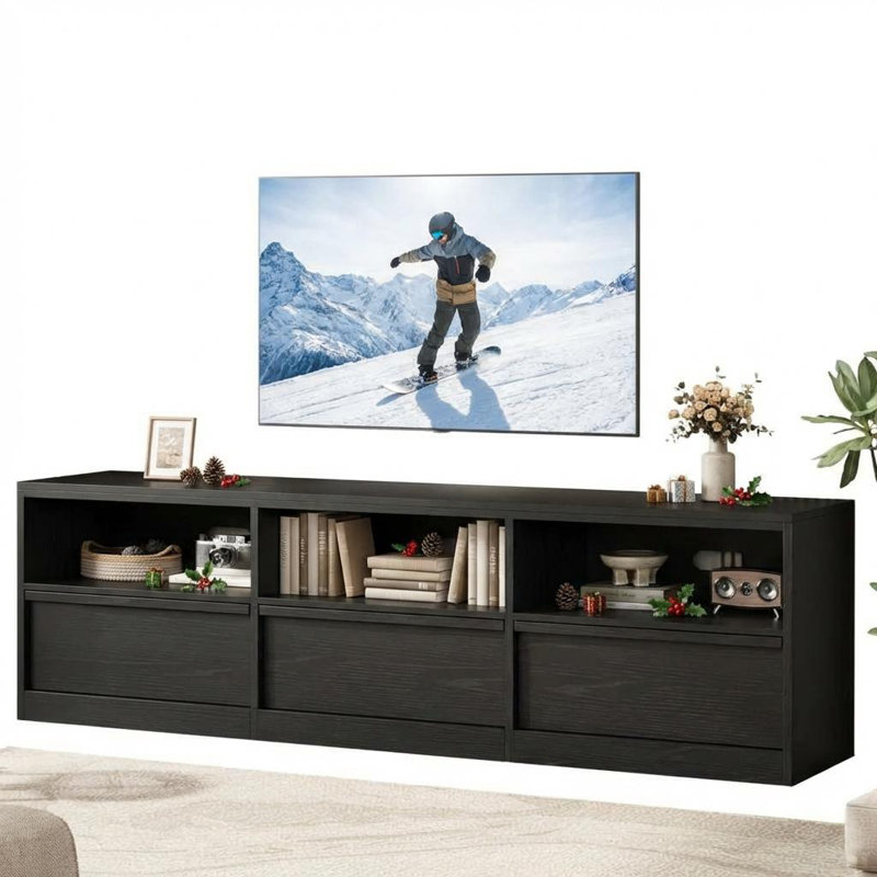 Unfinished TV Stand for TVs up to 85", Black