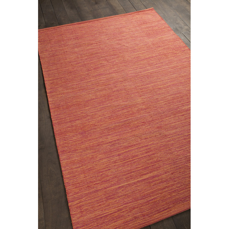 Tapis en coton tissé à la main Temme, Rectangle 2 pi x 3 pi, Orange