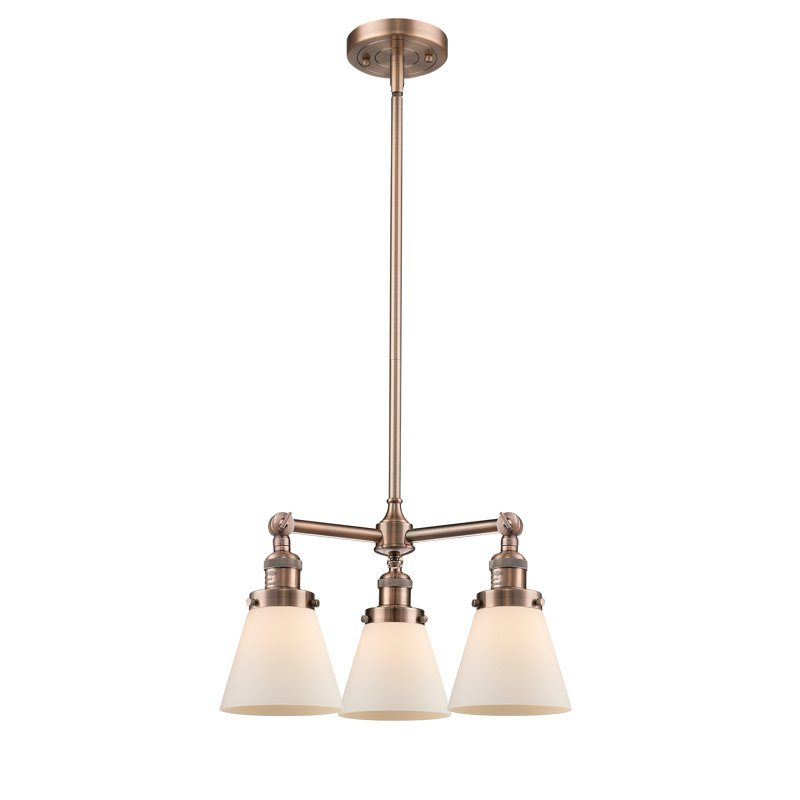 Lustre classique/traditionnel à 3 lumières Ellison, H 19 po x l 11 po x P 11 po, Cuivre antique
