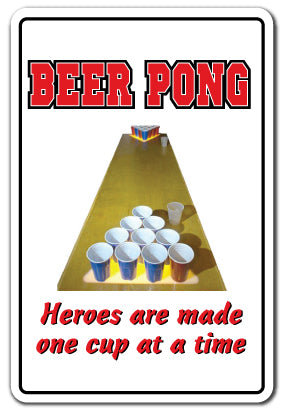 BEER PONG HEROES Warning Decal Drunk Player Fun Crazy College Game Student