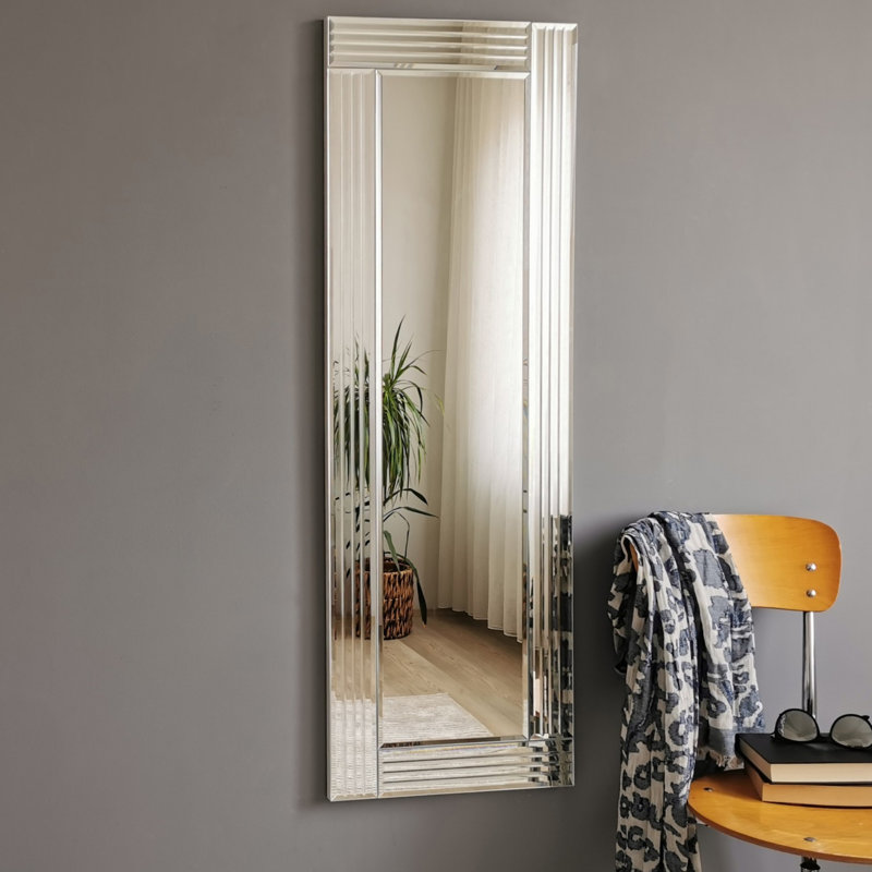 Modern Silver Wall Mirror, 15.7 x 47.2 inches | 100% MDF, Adjustable Horizontally & Vertically | Sleek Design, Perfect for Home Decor, Entryway, or Bathroom | Easy Wall Mounting, Assembled & Ready to Use