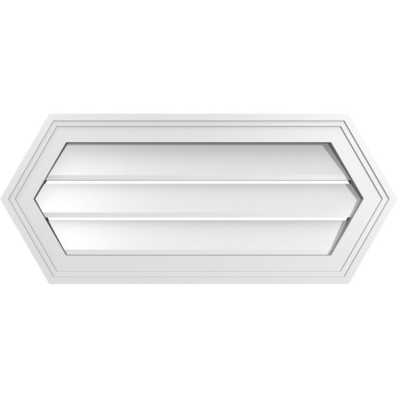 Horizontal Peaked Surface Mount Signature Urethane Functional Gable Vent, Primed Tan, 12" H x 28" W x 1.5" D