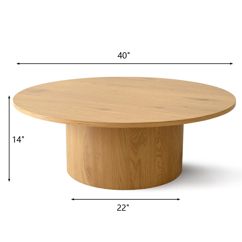 Giann Pedestal 40" Coffee Table, Oak