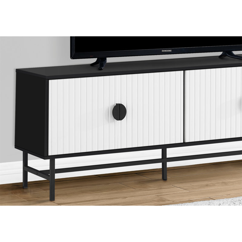 Meuble télé élégant et fonctionnel avec amplement de rangement et de gestion des câbles pour les centres de divertissement modernes