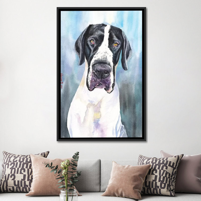 «Great Dane IV», impression sur toile, H 26 po x l 18 po x P 1,5 po, Toile encadrée noire, Pas de tapis