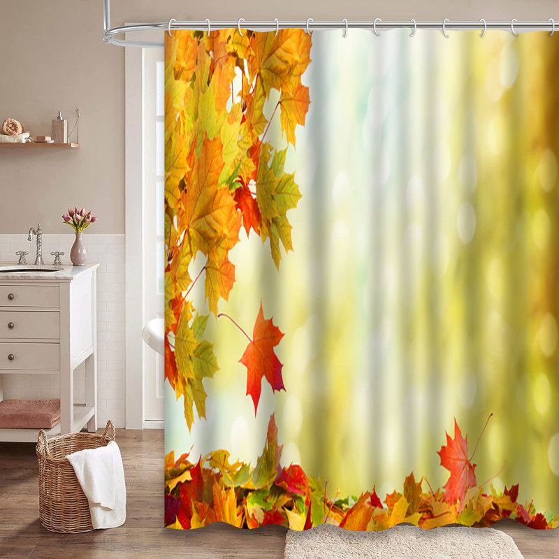 Rideau de douche coloré d'automne avec 12 crochets, L 72 po x l 78 po
