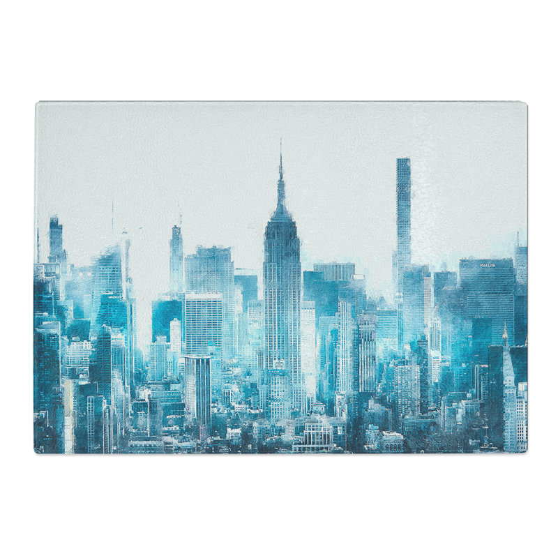 Tempered Glass Manhattan New York Skyline Chopping Board, 28.5 cm x 39 cm