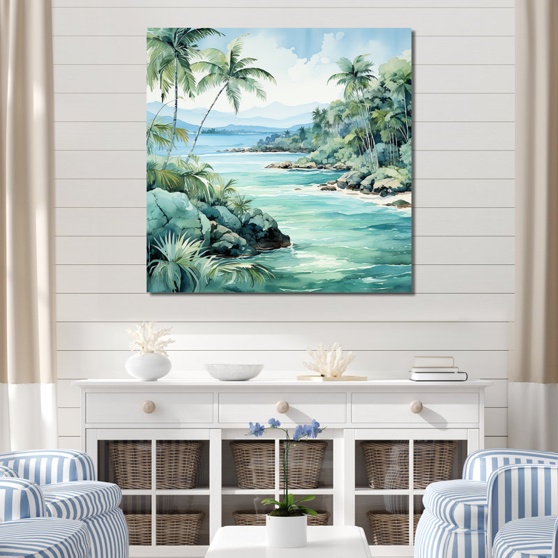 Tropical Beach Escape 1 - Art mural côtier tropical, Toile tendue, H 36 po x l 36 po