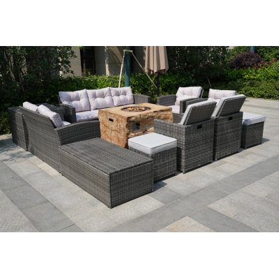 11 - Person Patio Conversation Set with Cushions