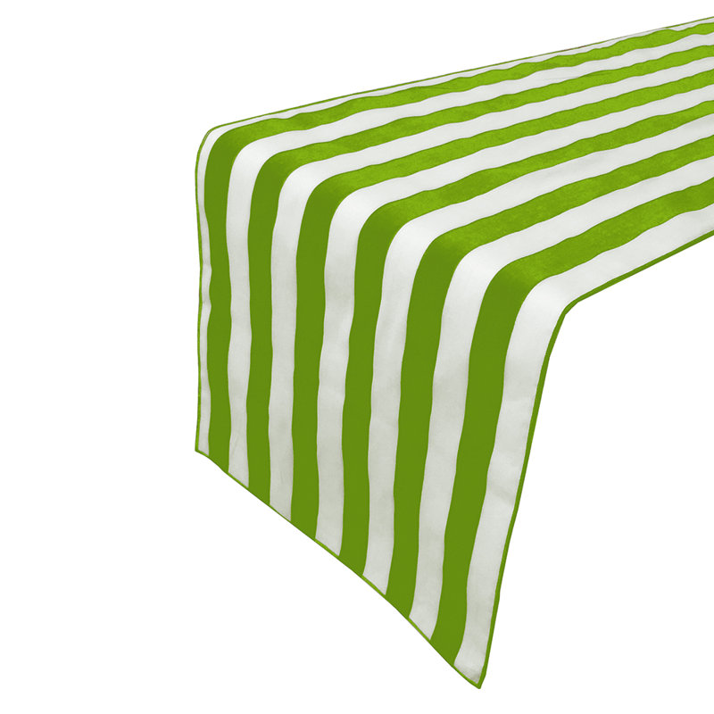 Chemin de table à rayures, Tapis de couloir 90 po, Vert, 12"