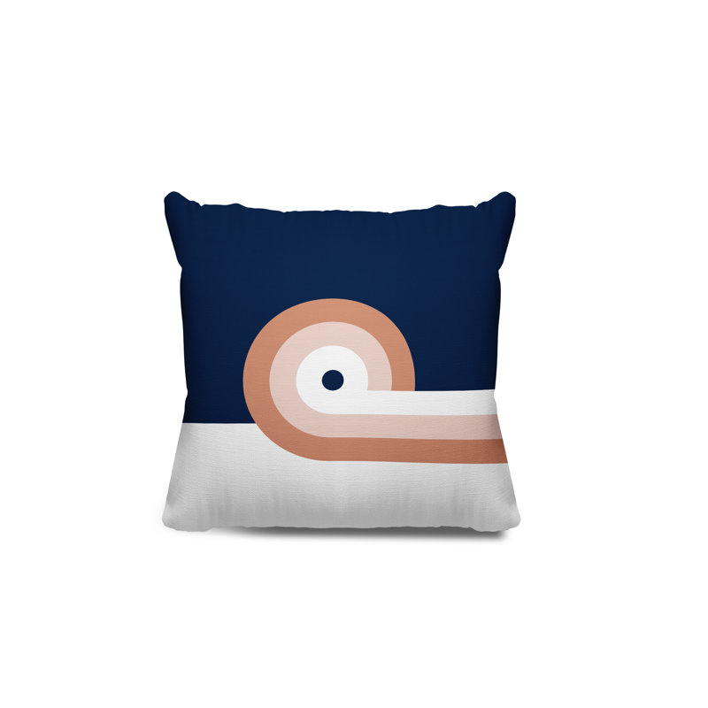 Coussin décoratif intérieur / extérieur Zabo Minimalist Mid-Century, L 17 po x H 17 po, Saumon / bleu marine