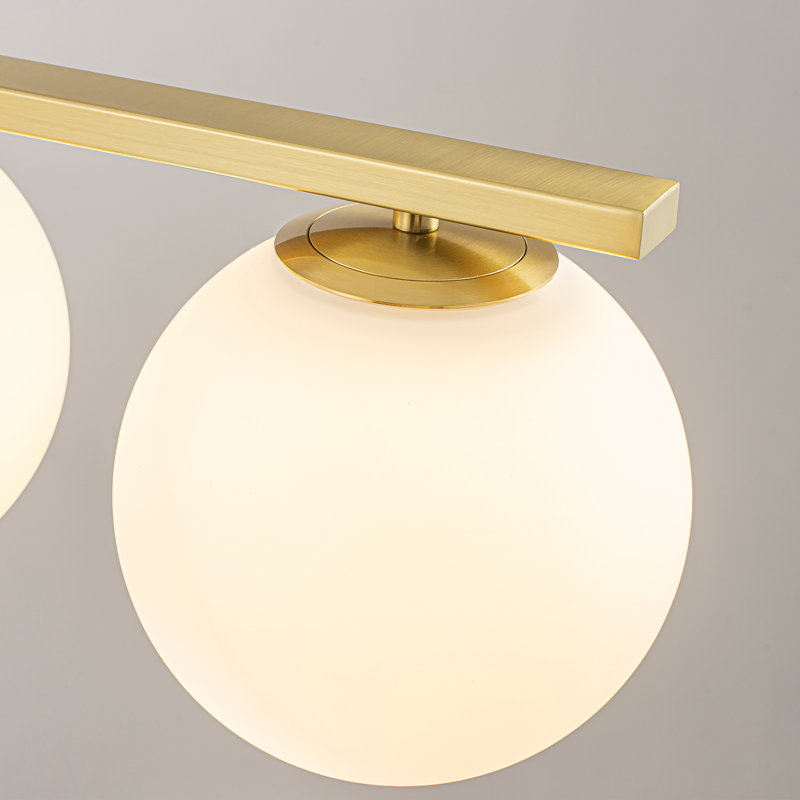 5-Light Mid-Century Opal Glass Bubble Linear Pendant