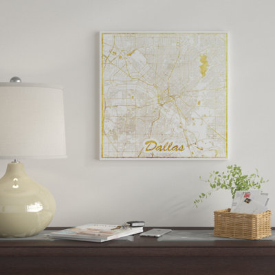 Dallas Gold Leaf Urban Blueprint Map by Hubert Roguski - Unframed Print