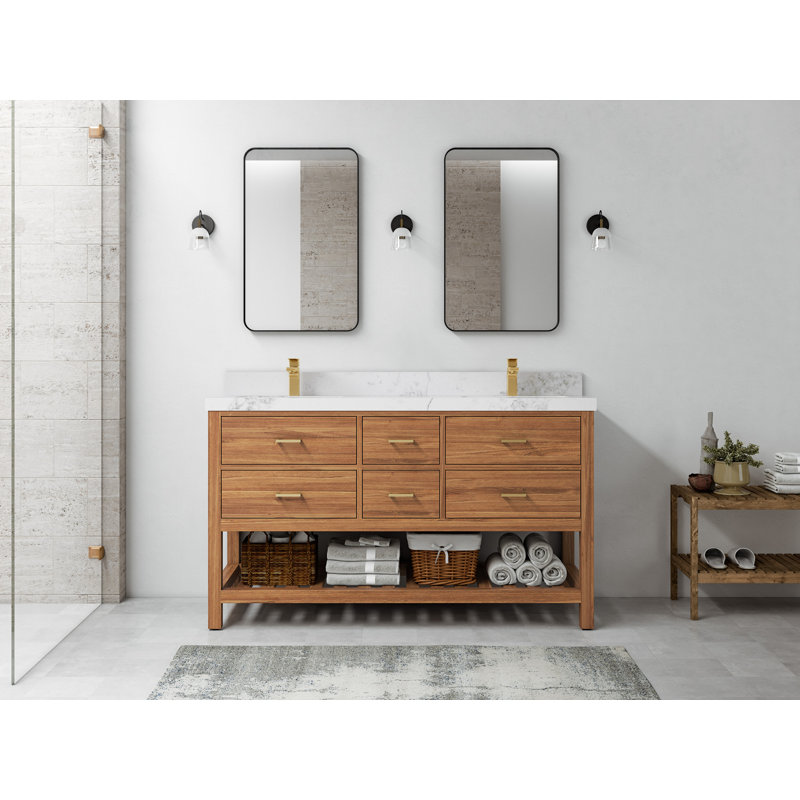 Ensemble de meuble-lavabo double 60 po Parker, Calacatta Nuvo