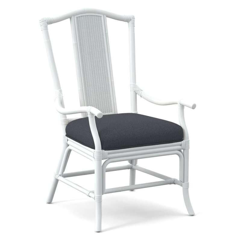 Drury Lane Slat Back Dining Arm Chair, Frost White, Gray Sugar Performance; 0863-84