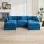 Canapé d'angle moderne Cloud 3 places, bleu, coussins d'assise double couche confortables en chenille respirante, idéal pour le salon, la chambre et l'appartement, design américain, assise mi-ferme, dossier rembourré, modulable