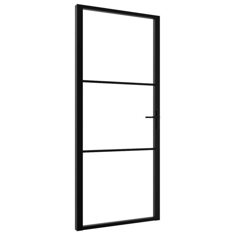 Metal and Glass Sliding Closet Doors, 40.4" x 79.3", Black/Transparent